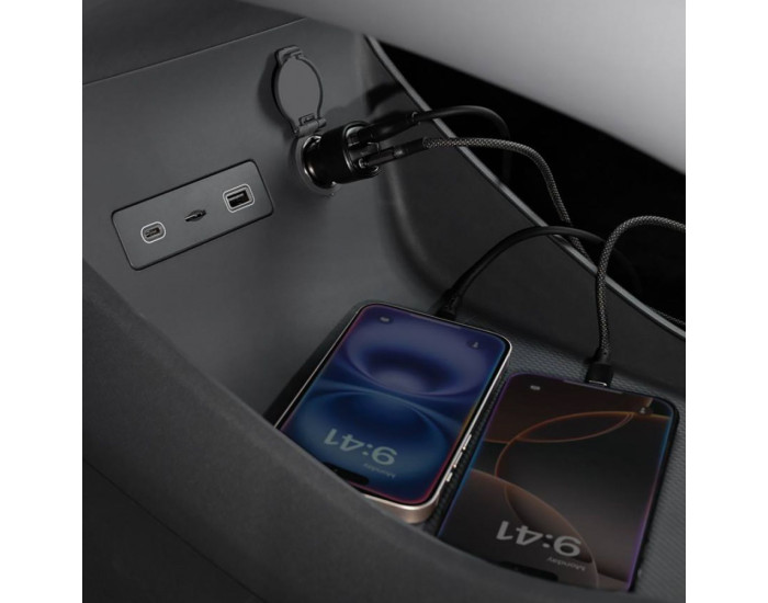 Автомобильное зарядное устройство Proove Flash 30W (Type-C + USB) с кабелем Type-C to Type-C, черный