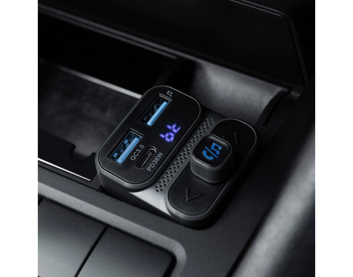 Автомобильное зарядное устройство Proove FM Launcher Luxor SE 36W (Type-C + USB/PD + QC3.0) серый