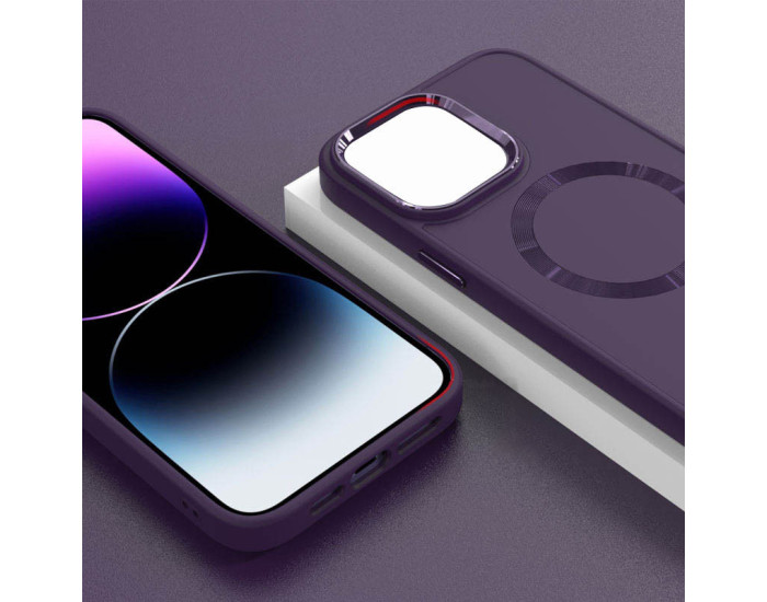 Чехол-силикон Bonbon Metal Style MagSafe iPhone 14 (Фиолетовый / Dark Purple)