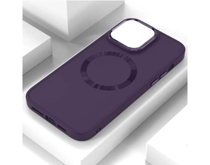 Чехол-силикон Bonbon Metal Style MagSafe iPhone 14 (Фиолетовый / Dark Purple)
