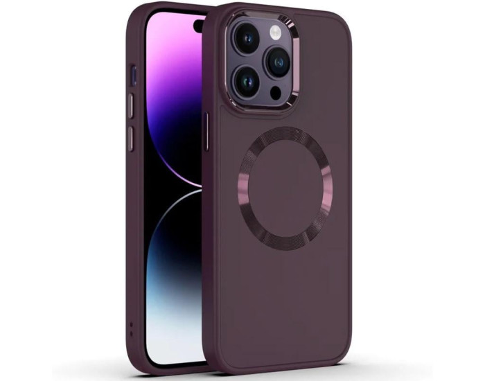 Чехол-силикон Bonbon Metal Style MagSafe iPhone 15 Pro Max, Plum