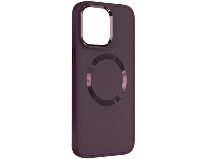 Чехол-силикон Bonbon Metal Style MagSafe iPhone 15 (Бордовый / Plum)