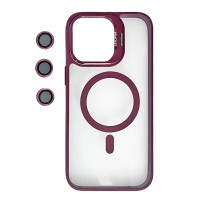 Чехол-силикон Bracket Clear Camera Lens MagSafe iPhone 14 Pro, Marsala