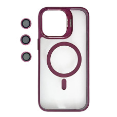 Чохол-силікон Bracket Clear Camera Lens MagSafe iPhone 15, Marsala