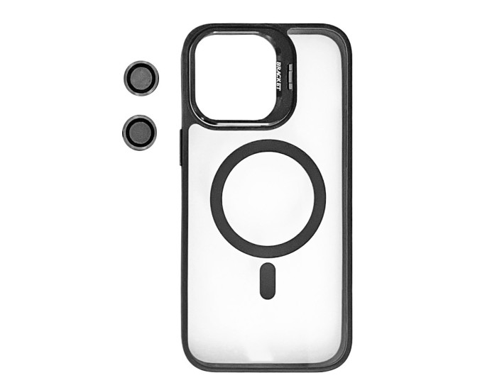 Чехол-силикон Bracket Clear Camera Lens MagSafe iPhone 14 Pro Max, Black