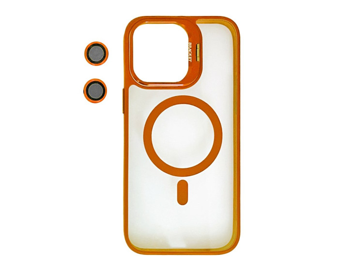Чехол-силикон Bracket Clear Camera Lens MagSafe iPhone 14 Pro, Orange