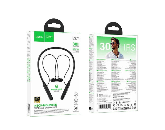 Бездротові навушники Bluetooth Hoco ES74 Refinado Neck-Mounted Earphones (Чорний / Black)