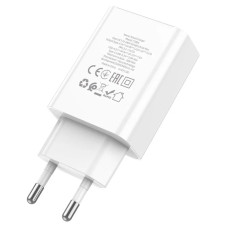 Мережеве зарядний пристрій Hoco C100A PD20W+QC3.0 Charger with LCD 1PD/1USB/20W/PD/QC3.0/3A White ( White / Білий )