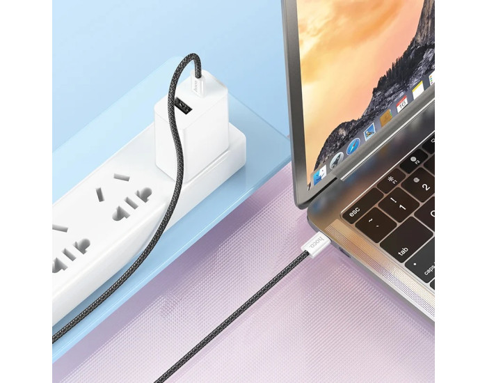 Кабель USB-C Hoco X104 Source 60W charging data cable Type-C to Type-C (L=1M) черный