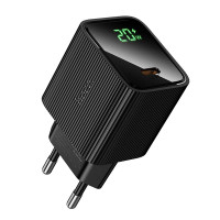 Мережеве зарядний пристрій Hoco CS82A Excellent single port with digital display (EU/USB-C/PD20W) чорне