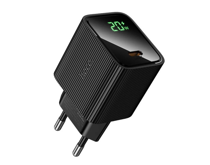 Мережеве зарядний пристрій Hoco CS82A Excellent single port with digital display (EU/USB-C/PD20W) чорне