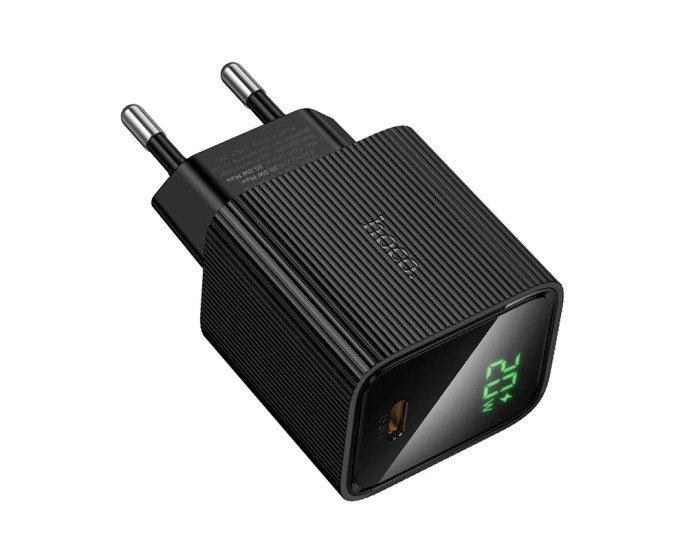 Мережеве зарядний пристрій Hoco CS82A Excellent single port with digital display (EU/USB-C/PD20W) чорне