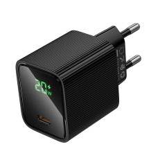 Мережеве зарядний пристрій Hoco CS82A Excellent single port with digital display (EU/USB-C/PD20W) чорне