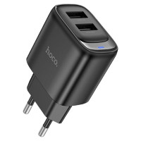 Сетевое зарядное устройство Hoco C141A Smart dual-port EU (2USB-A/5V/2.1A) черное