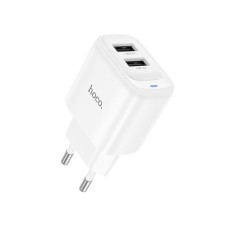 Мережеве зарядний пристрій Hoco C141A Smart dual-port EU (2USB-A/5V/2.1A) біле