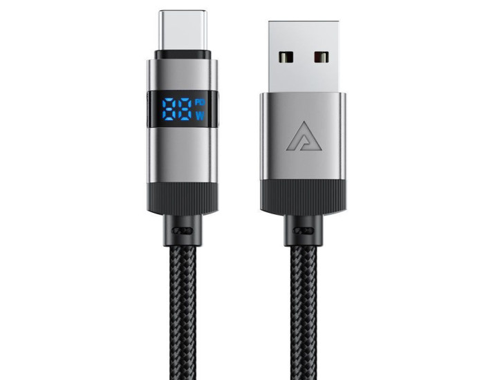 Кабель USB Acefast C15-04 Digital display USB to Type-C (66W/1.2m) черный