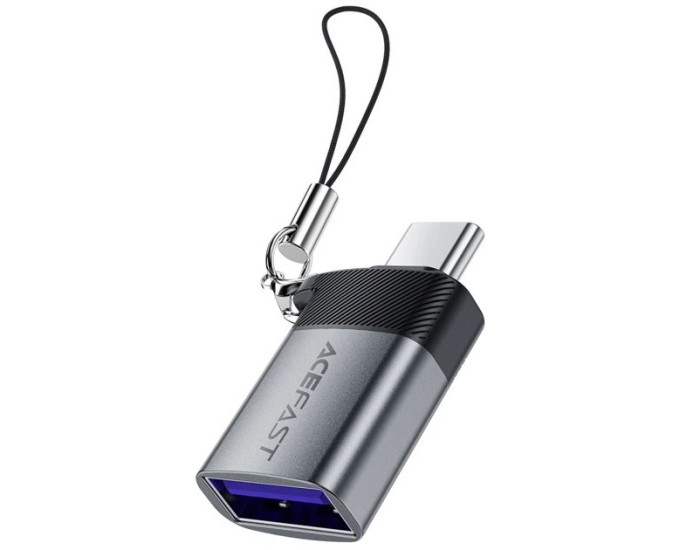 Переходник OTG Acefast J7 USB to Type-C, серый металлик