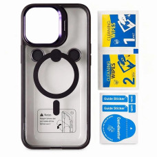 Чохол-силікон Bracket Clear Camera Lens MagSafe iPhone 14, Deep purple
