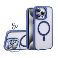 Чехол-силикон Bracket Clear Camera Lens MagSafe iPhone 15, Dark blue