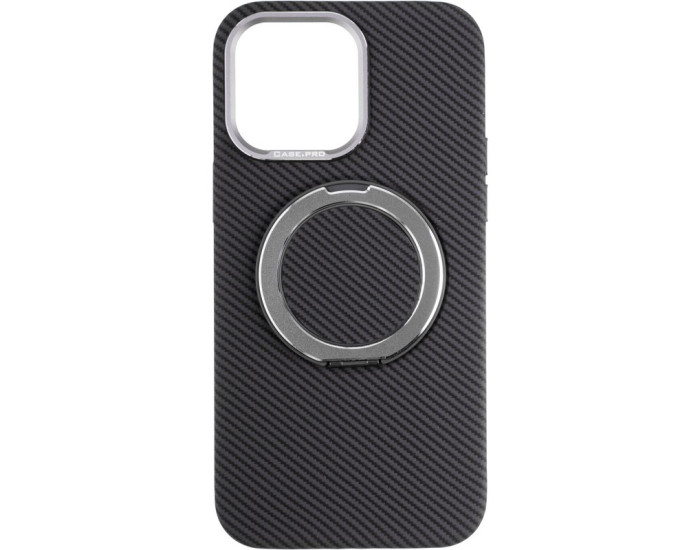 Чохол-силікон Carbon Ring Stand 360 iPhone 14 Pro Max, Grey