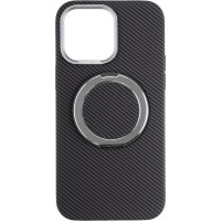 Чохол-силікон Carbon Ring Stand 360 iPhone 14, Grey