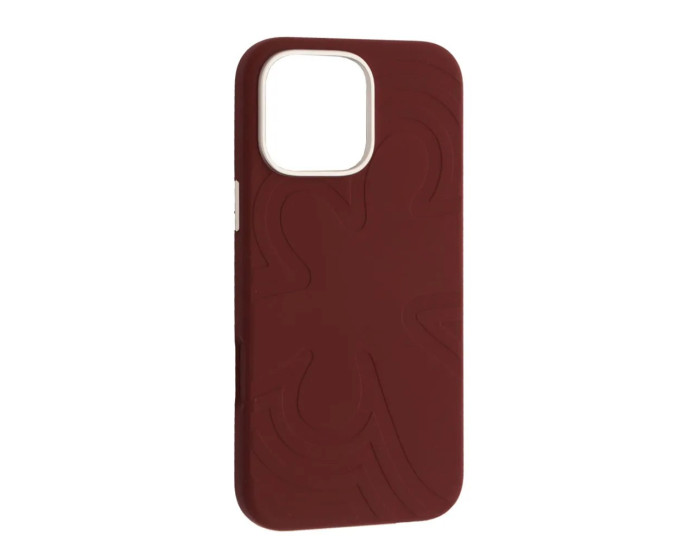 Чохол-силікон Flower Liquid Case iPhone 16 Pro Max, Deep cherry red