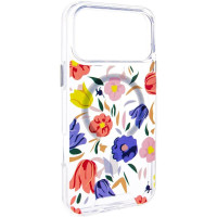Чохол-силікон TPU+PC Clear Garden with MagSafe iPhone 17 Pro Max, Tropical art