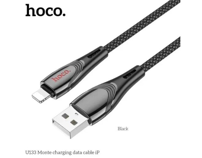 Кабель USB Hoco U133 Monte PD charging USB to Lightning (2.4A/1.2m) черный
