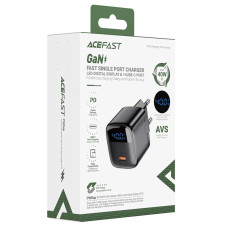 Мережеве зарядний пристрій Acefast A135 PD40W GaN single (USB-C) чорне