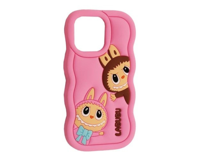 Чехол-силикон Labubu Case iPhone 12 Pro Max /13 Pro Max /14 Plus /15 Plus, розовый