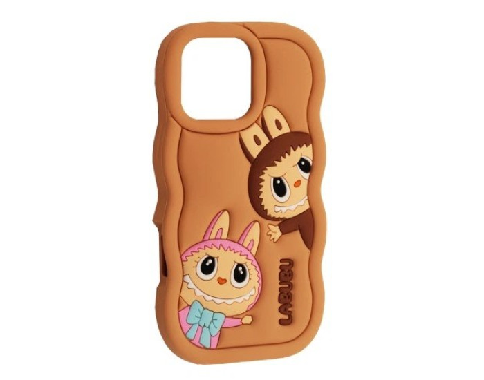 Чехол-силикон Labubu Case iPhone 16, коричневый
