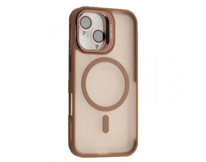 Чехол-силикон CASE PRO MATTE FORTABLE CAMERA LENS MAGSAFE iPhone 16 Pro, Golden brown