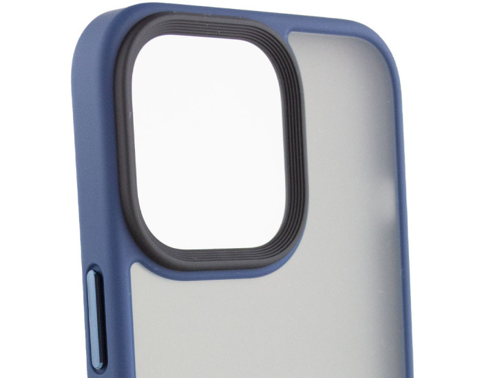 Чехол-силикон Metal Buttons iPhone 15 Pro, синий