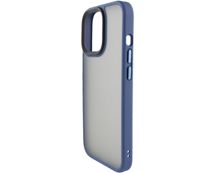 Чехол-силикон Metal Buttons iPhone 15 Pro, синий