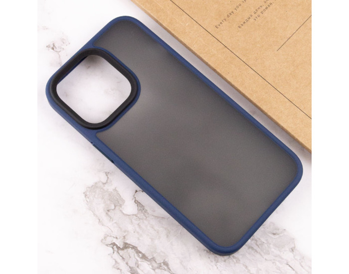 Чехол-силикон Metal Buttons iPhone 15 Pro, синий