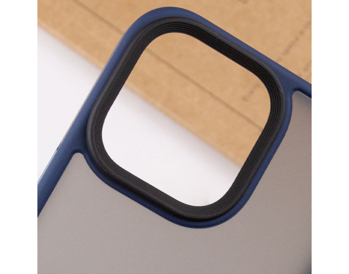 Чехол-силикон Metal Buttons iPhone 15 Pro, синий