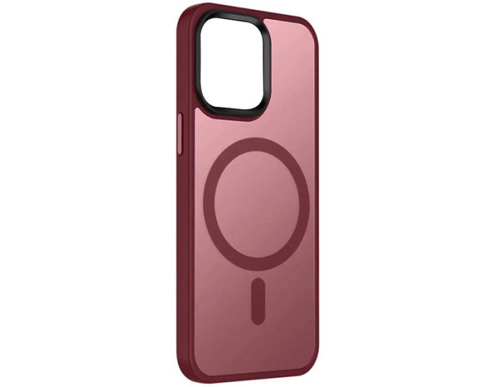 Чохол-силікон Metal Buttons with MagSafe Colorful iPhone 15 Pro Max, Бордовий