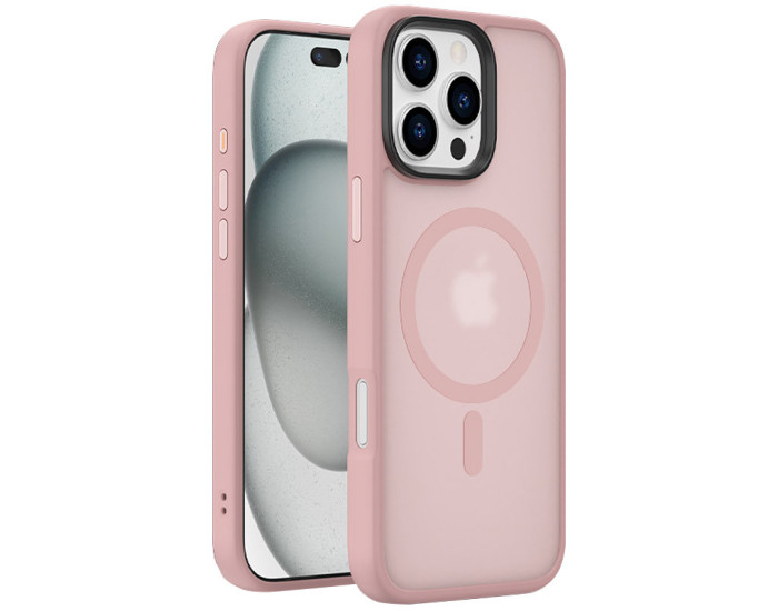 Чохол-силікон Metal Buttons with MagSafe Colorful iPhone 16 Pro Max, Рожевий