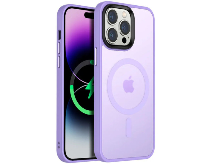 Чохол-силікон Metal Buttons with MagSafe Colorful iPhone 13 Pro, бузковий
