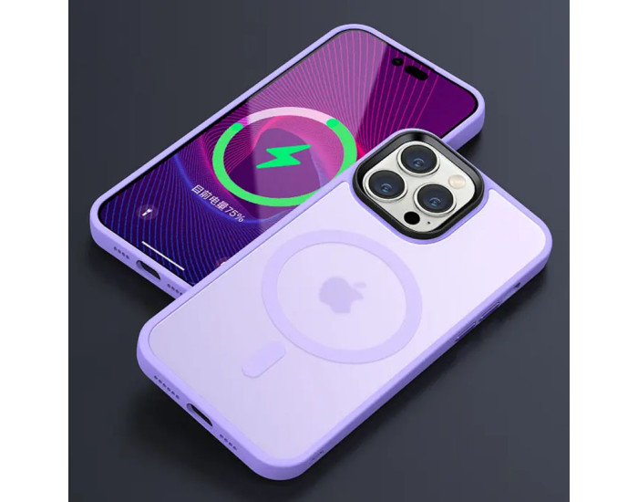 Чохол-силікон Metal Buttons with MagSafe Colorful iPhone 13 Pro, бузковий
