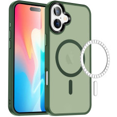 Чохол-силікон Metal Buttons with MagSafe Colorful iPhone 16, Зелений