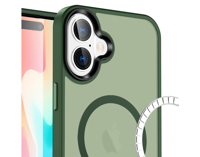 Чохол-силікон Metal Buttons with MagSafe Colorful iPhone 16, Зелений