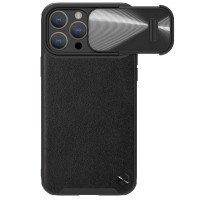 Шкіряна-накладка Nillkin Camshield Leather (шторка на камеру) для Apple iPhone 14 Pro Max (Чорний / Black)