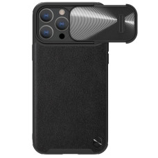 Шкіряна-накладка Nillkin Camshield Leather (шторка на камеру) для Apple iPhone 14 Pro Max (Чорний / Black)