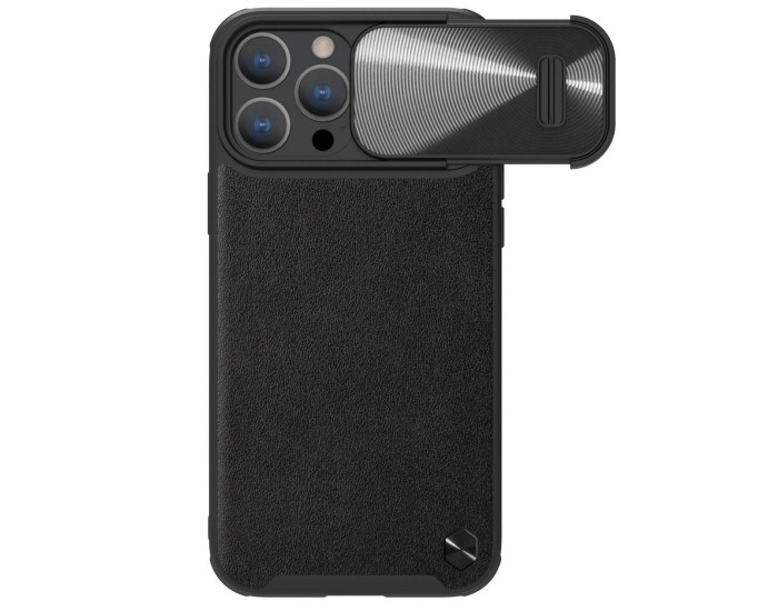 Шкіряна-накладка Nillkin Camshield Leather (шторка на камеру) для Apple iPhone 14 Pro Max (Чорний / Black)