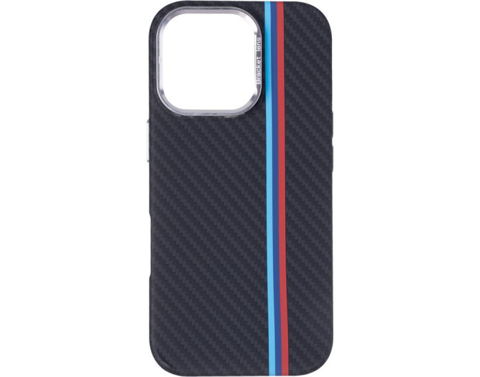 Чехол-силикон Pitaka Kevlar Style Case (camera stand) MagSafe iPhone 16 Pro, Charcoal classic stripes (box)