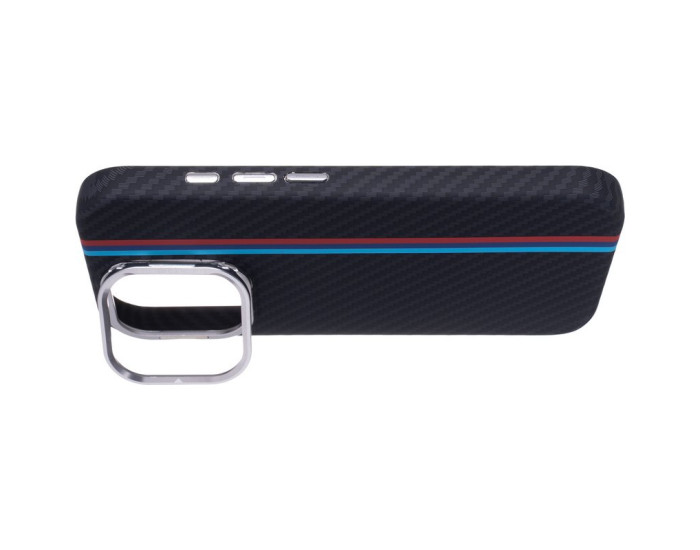 Чехол-силикон Pitaka Kevlar Style Case (camera stand) MagSafe iPhone 16 Pro, Charcoal classic stripes (box)