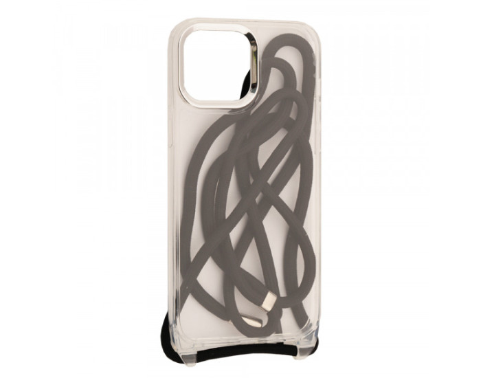Чохол-силікон NEW ROPE Clear Case Camera Frame iPhone 14 Pro, Black