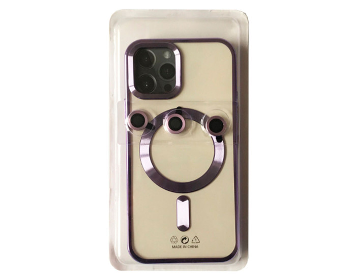 Чохол-силікон PRO SHINING (+ LENSES) MagSafe iPhone 15 Pro, Deep purple