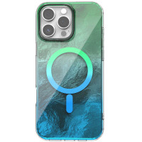 Чехол-силикон Shiny Mountain MagSafe iPhone 16 Pro Max, Green/Blue